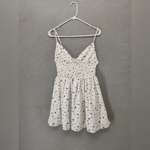 White Floral Spaghetti Strap Dress